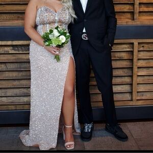 Sparkling Silver Strapless Gown